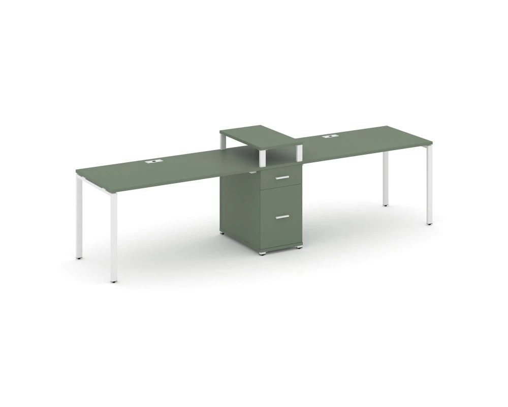 Рабочая станция 2 места с 1 опорной тумбой CN.ORS-423 W 3180x720x917 Концепт / Concept