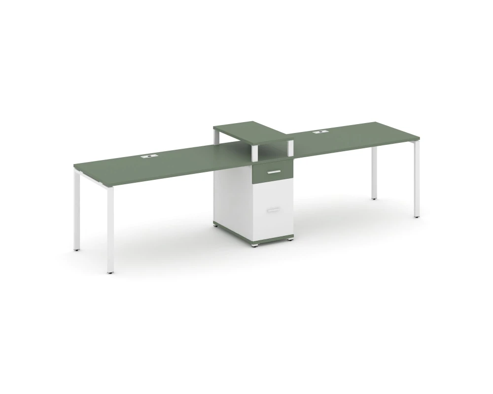 Рабочая станция 2 места с 1 опорной тумбой CN.ORS-423 W 3180x720x917 Концепт / Concept