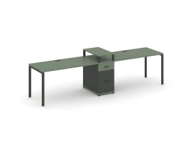 Рабочая станция 2 места с 1 опорной тумбой CN.ORS-423 W 3180x720x917 Концепт / Concept images