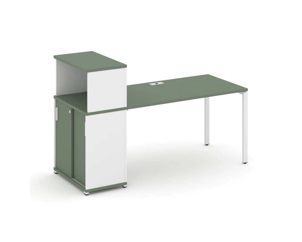 Стол рабочий с опорным шкафом-купе с надставкой низ. CN.SP-238 W 1600x720x1140 Концепт / Concept