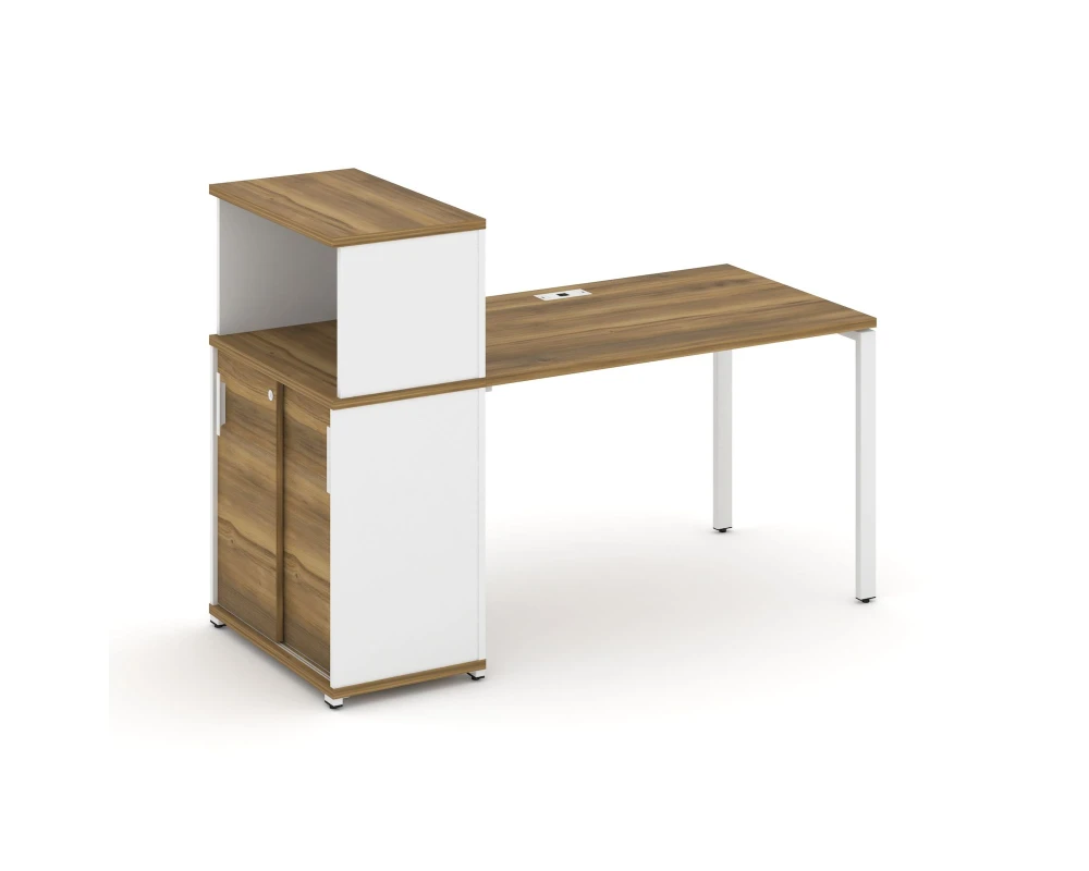 Стол рабочий с опорным шкафом-купе с надставкой низ. CN.SP-238 W 1600x720x1140 Концепт / Concept