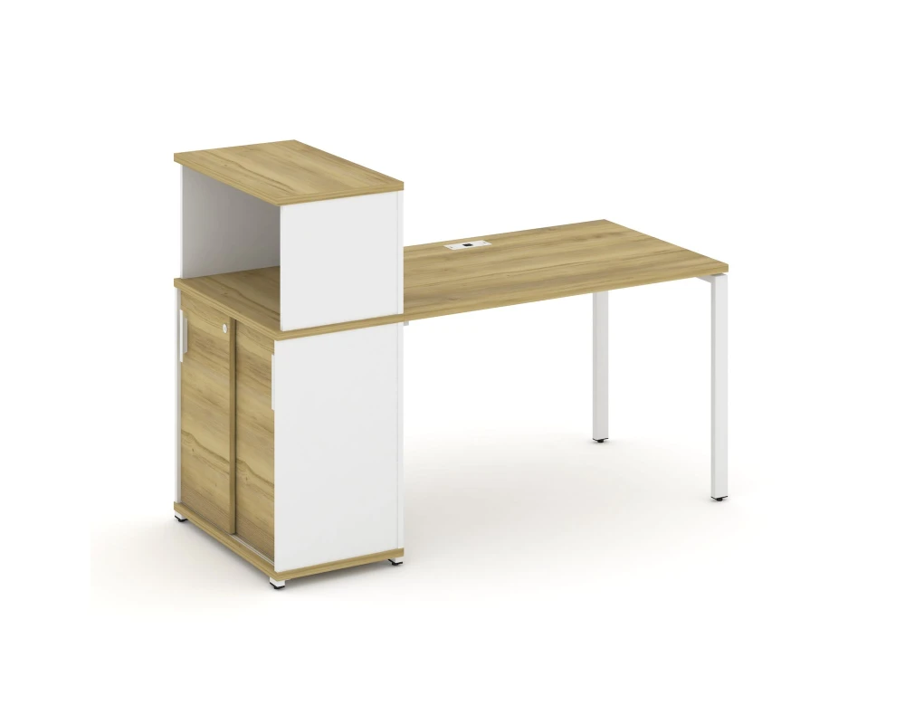 Стол рабочий с опорным шкафом-купе с надставкой низ. CN.SP-238 W 1600x720x1140 Концепт / Concept