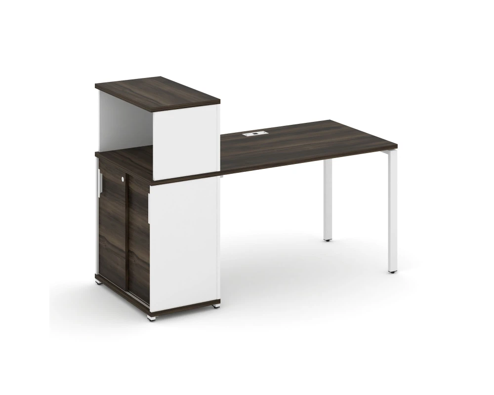 Стол рабочий с опорным шкафом-купе с надставкой низ. CN.SP-238 W 1600x720x1140 Концепт / Concept