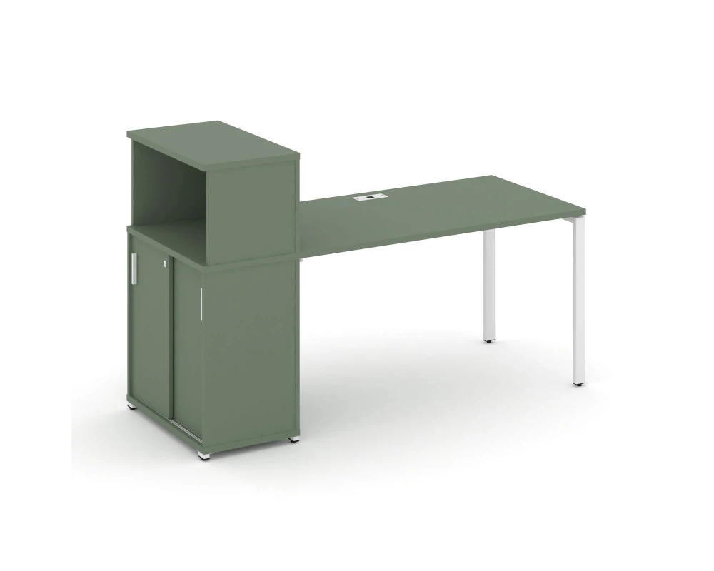 Стол рабочий с опорным шкафом-купе с надставкой низ. CN.SP-238 W 1600x720x1140 Концепт / Concept
