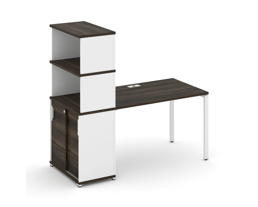 Стол рабочий с опорным шкафом-купе с надставкой выс. CN.SP-242 W 1600x720x1530 Концепт / Concept
