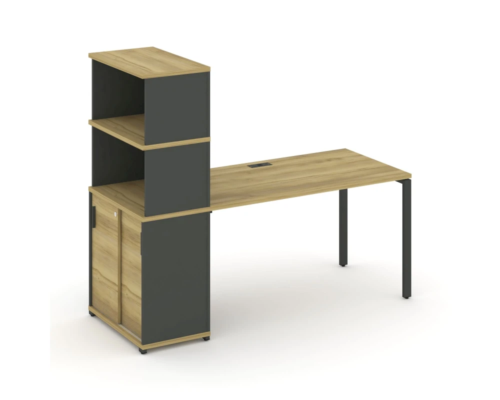 Стол рабочий с опорным шкафом-купе с надставкой выс. CN.SP-243 A 1800x720x1530 Концепт / Concept