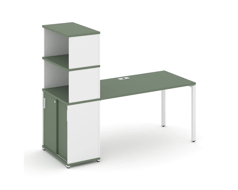 Стол рабочий с опорным шкафом-купе с надставкой выс. CN.SP-244 W 2000x720x1530 Концепт / Concept