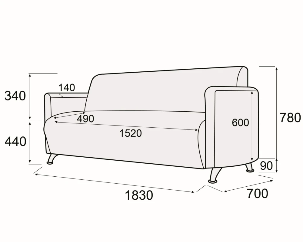 Диван 3-х местный Брикс