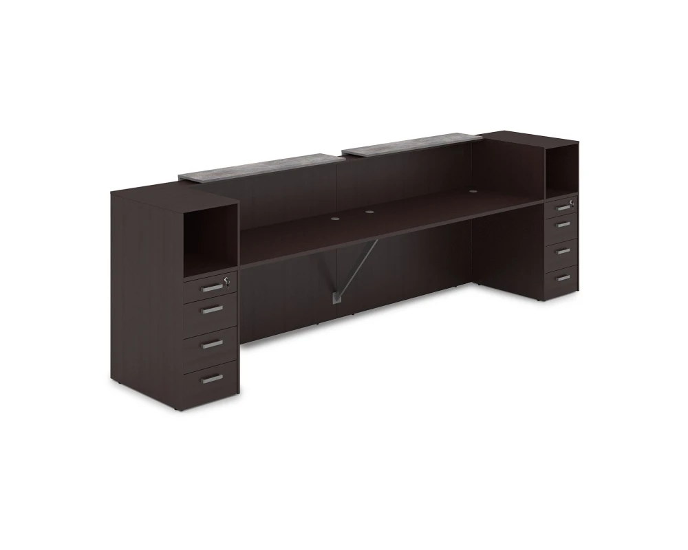 Комплект Ресепшн с фартуком ЛДСП (3632*763*1161) (без подсветки) 1КРТ-ДС.005 ЛАУНЖ / LOUNGE