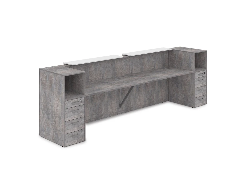 Комплект Ресепшн с фартуком ЛДСП (3632*763*1161) (без подсветки) 1КРТ-ДС.005 ЛАУНЖ / LOUNGE