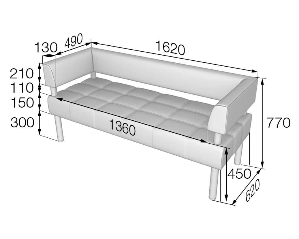 Диван 3-местный Bu3-2 Бизнес MVK